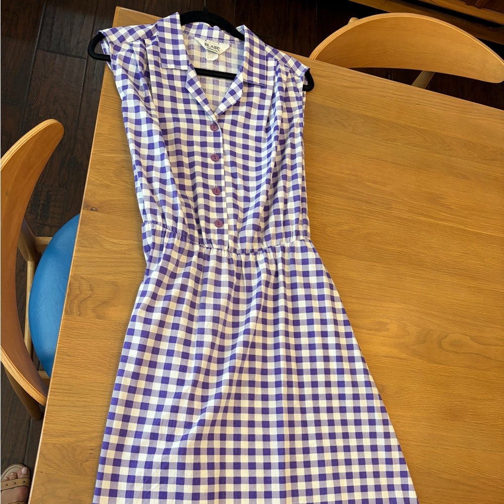 Vintage Blair Purple and White Gingham Dress Button-Up Top